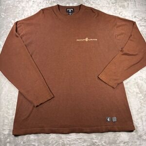 Vintage Rocawear Mens XL Brown Knit Long Sleeve Sweater Embroidered Logo Y2K